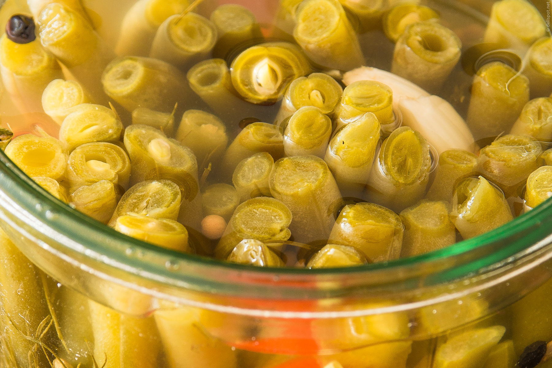 Dilly Beans, Bohnen mit Dill und Gewürzren milchsauer vergoren