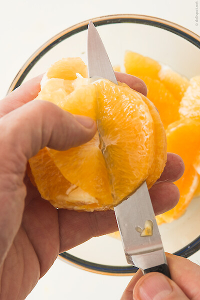 Orangen filetieren mit dem Messer