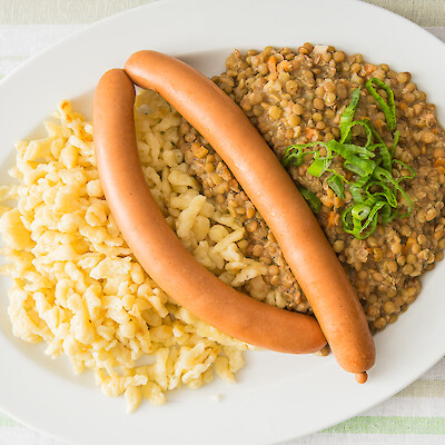 Linsen mit Spätzle