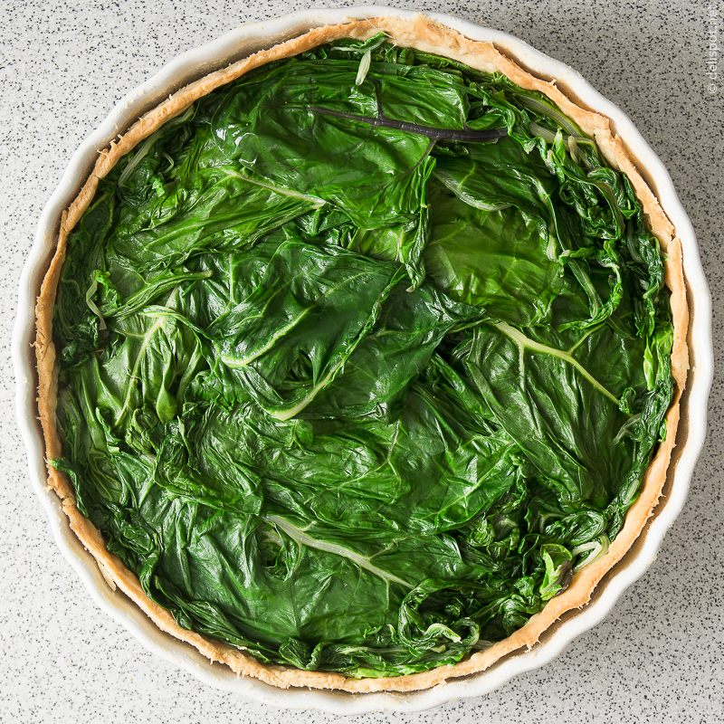 Quiche, Füllen: Blätter vom Mangold