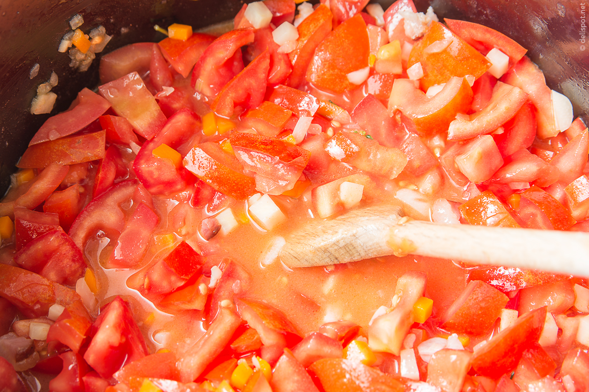 Tomatensauce klassisch-französisch, Ansatz der Sauce