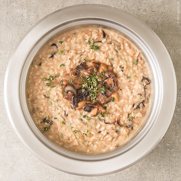 Risotto mit geschmortem Radicchio, Birnen und Blauschimmelkäse (Gorgonzola)